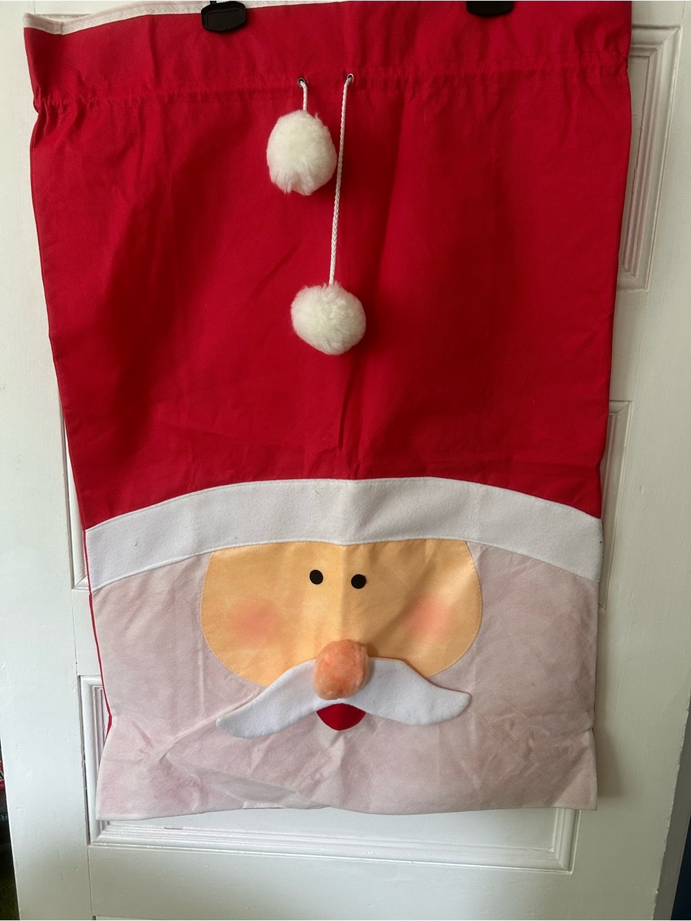 Festive Red Santa Gift Sack with Pom-Pom Accent